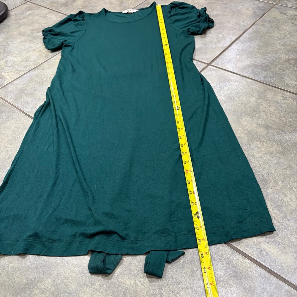 Boden Dark Green Belted Waist Short Sleeve Knot Detail Jersey Mini Dress Sz 12R - Picture 10 of 11